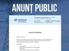 Alimentarea cu energie electrică va fi întreruptă temporar pe 14 noiembrie în mai multe localități